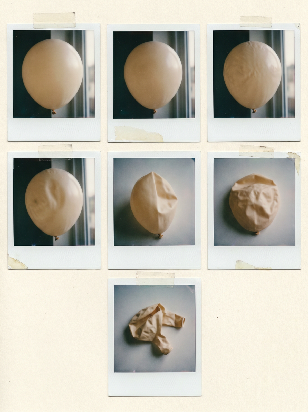 A softly deflated balloon — same surface, less holding it up